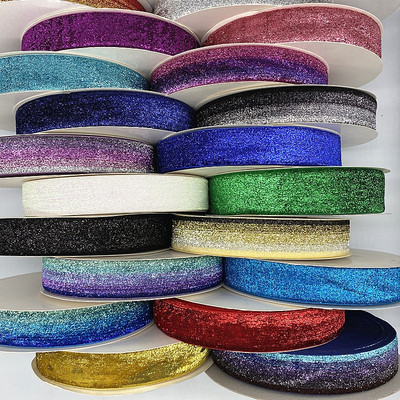 ΝΕΑ 6--38mm Glitter Velvet Ribbon No Elastic Single Face Ribbon Headband Κλιπ Διακόσμηση φιόγκων