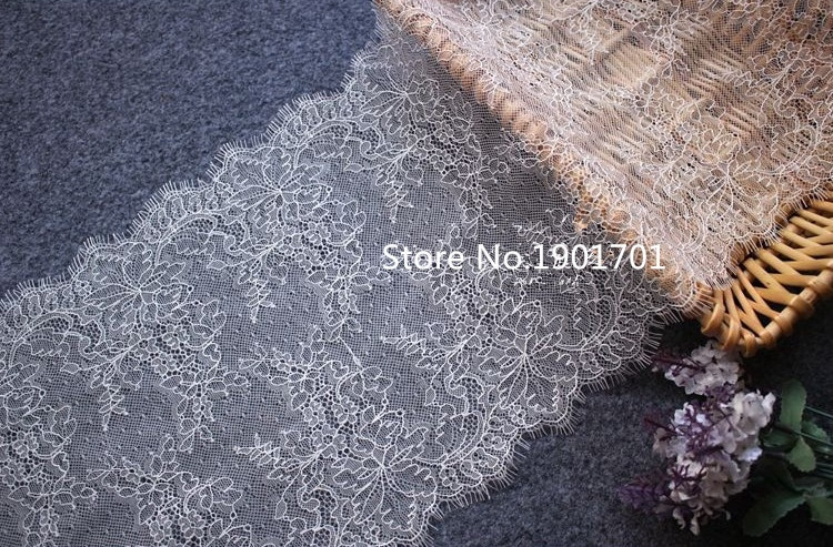 3 meetrit pikad 24,5 cm laiad kvaliteetsed topeltäärtega ripsmed chantilly pitsipiirded pulmapitsiga ääristused prantsuse pitsiga