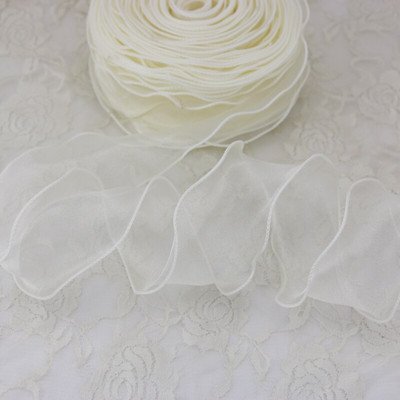 60 mm valovita svilena vrpca od organze Materijal mašne za ukrase za kosu ukrasne čipkaste vrpce za pakiranje darova