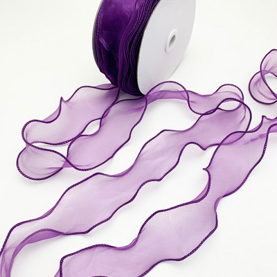 60 mm valovita svilena vrpca od organze Materijal mašne za ukrase za kosu ukrasne čipkaste vrpce za pakiranje darova