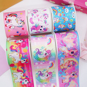 Panglici de satin grosgrain imprimate cu unicorn de 5 metri pentru funde Articole pentru decorare bricolaj. 61187