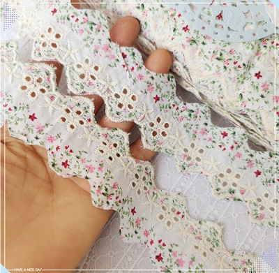 5 jardi puhast valget trükimustriga puuvillane pitskaunistused DIY Hometeksile riided servade pakkimine tikandid puuvillane lint lint puuvillane materjal