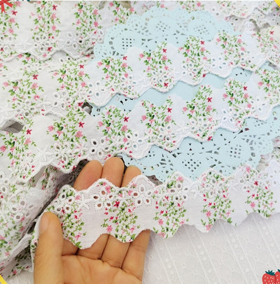 5 jardi puhast valget trükimustriga puuvillane pitskaunistused DIY Hometeksile riided servade pakkimine tikandid puuvillane lint lint puuvillane materjal