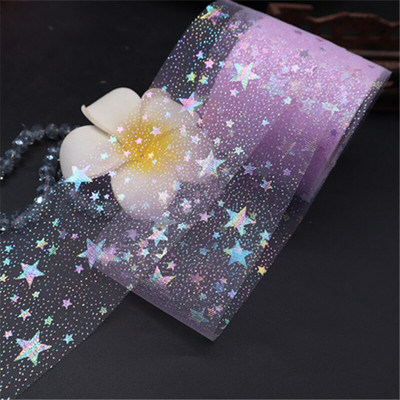 Горещи 60 мм (25 ярда/партида) Bling Bling Rainbow пайети Шифон от органза панделка Направи си сам ръчно изработени материали Сватбени партита Консумативи за опаковане на подаръци