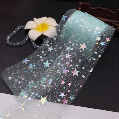 Горещи 60 мм (25 ярда/партида) Bling Bling Rainbow пайети Шифон от органза панделка Направи си сам ръчно изработени материали Сватбени партита Консумативи за опаковане на подаръци