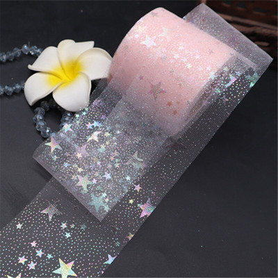 Горещи 60 мм (25 ярда/партида) Bling Bling Rainbow пайети Шифон от органза панделка Направи си сам ръчно изработени материали Сватбени партита Консумативи за опаковане на подаръци