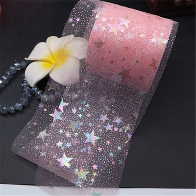 Горещи 60 мм (25 ярда/партида) Bling Bling Rainbow пайети Шифон от органза панделка Направи си сам ръчно изработени материали Сватбени партита Консумативи за опаковане на подаръци