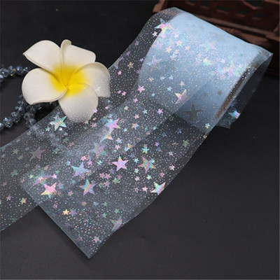 Горещи 60 мм (25 ярда/партида) Bling Bling Rainbow пайети Шифон от органза панделка Направи си сам ръчно изработени материали Сватбени партита Консумативи за опаковане на подаръци