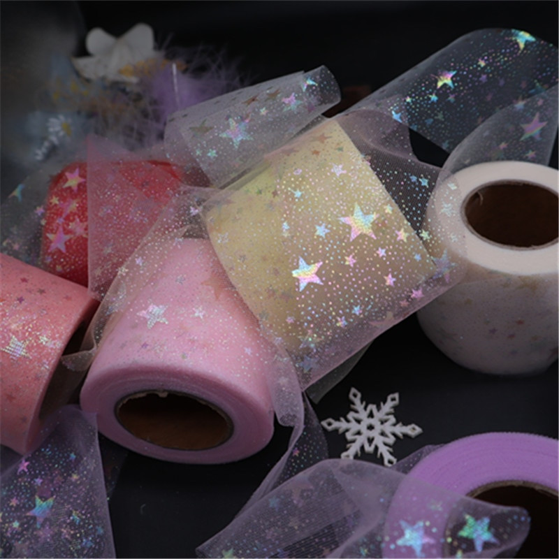 Горещи 60 мм (25 ярда/партида) Bling Bling Rainbow пайети Шифон от органза панделка Направи си сам ръчно изработени материали Сватбени партита Консумативи за опаковане на подаръци