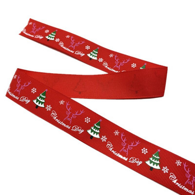 25 mm jõulupaelad, trükitud Grosgrain paelad kingituste pakkimiseks pulmakaunistuseks juuksekiharad.