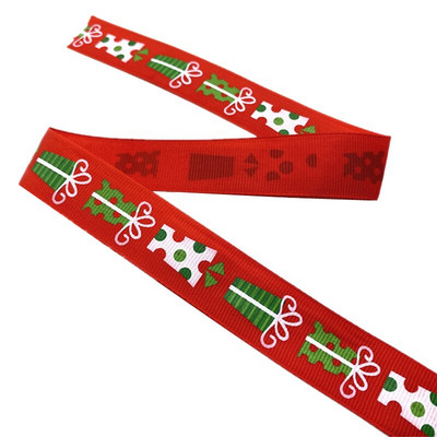 25 mm jõulupaelad, trükitud Grosgrain paelad kingituste pakkimiseks pulmakaunistuseks juuksekiharad.