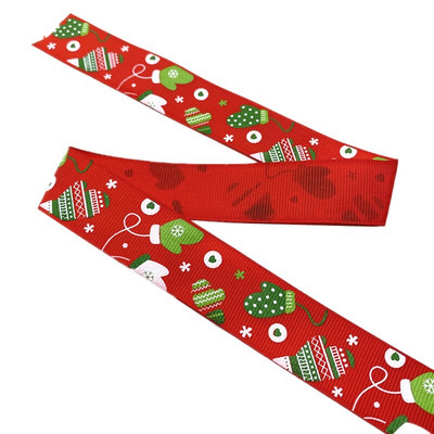 25 mm jõulupaelad, trükitud Grosgrain paelad kingituste pakkimiseks pulmakaunistuseks juuksekiharad.