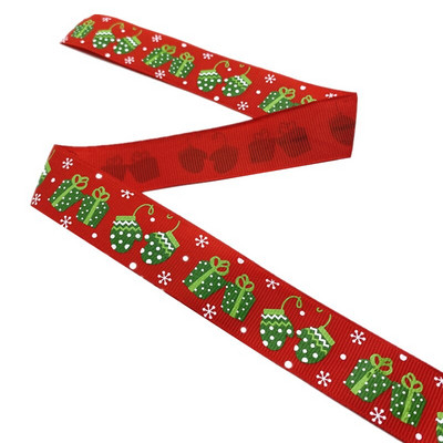 25 mm jõulupaelad, trükitud Grosgrain paelad kingituste pakkimiseks pulmakaunistuseks juuksekiharad.