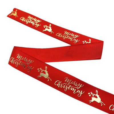 25 mm jõulupaelad, trükitud Grosgrain paelad kingituste pakkimiseks pulmakaunistuseks juuksekiharad.