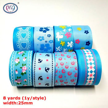 HL Handicraft Multi Mixed Printed Saten Grosgrain Ribbons Направи си сам аксесоар за шиене Лента за опаковане на подаръци за коледен сватбен декор