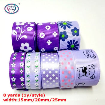 HL Handicraft Multi Mixed Printed Saten Grosgrain Ribbons Направи си сам аксесоар за шиене Лента за опаковане на подаръци за коледен сватбен декор