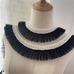 Najnovija veleprodajna cijena 3 metra/lot 6 cm Ružičasta/svijetloplava/bijela/mliječna mreža+Ukrasi s perlama Nabori Čipkasti ukrasi Mrežasti platneni ukrasi X038