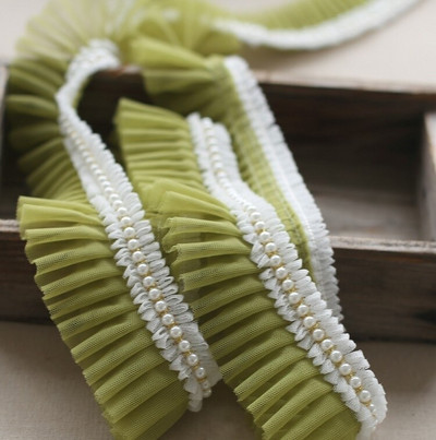 Najnovija veleprodajna cijena 3 metra/lot 6 cm Ružičasta/svijetloplava/bijela/mliječna mreža+Ukrasi s perlama Nabori Čipkasti ukrasi Mrežasti platneni ukrasi X038