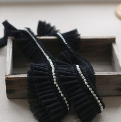 Najnovija veleprodajna cijena 3 metra/lot 6 cm Ružičasta/svijetloplava/bijela/mliječna mreža+Ukrasi s perlama Nabori Čipkasti ukrasi Mrežasti platneni ukrasi X038