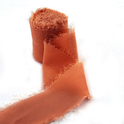 5 m/rulli kulunud servadega kortsudega šifoonist siidist lint Käsitsi valmistatud rebitud pulmapeo lillekimp Kingituste pakkimine Kaunistused isetegemise teel