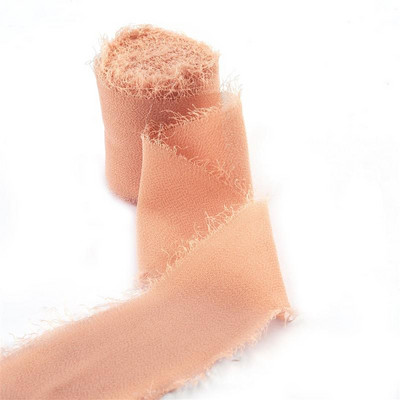 5 m/rulli kulunud servadega kortsudega šifoonist siidist lint Käsitsi valmistatud rebitud pulmapeo lillekimp Kingituste pakkimine Kaunistused isetegemise teel