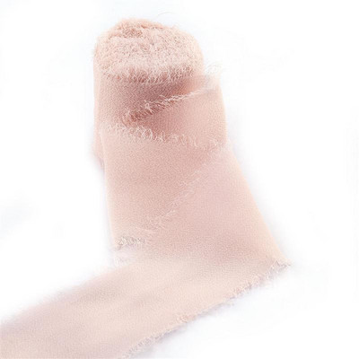 5 m/rulli kulunud servadega kortsudega šifoonist siidist lint Käsitsi valmistatud rebitud pulmapeo lillekimp Kingituste pakkimine Kaunistused isetegemise teel