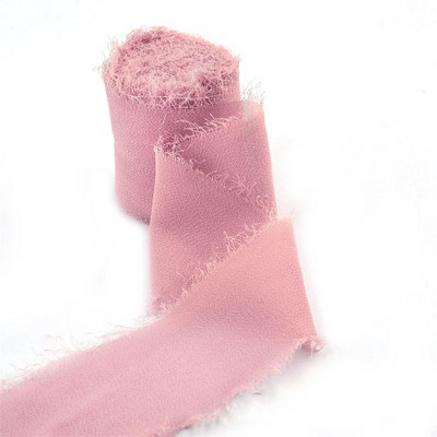 5 m/rulli kulunud servadega kortsudega šifoonist siidist lint Käsitsi valmistatud rebitud pulmapeo lillekimp Kingituste pakkimine Kaunistused isetegemise teel