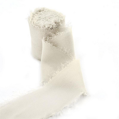 5 m/rulli kulunud servadega kortsudega šifoonist siidist lint Käsitsi valmistatud rebitud pulmapeo lillekimp Kingituste pakkimine Kaunistused isetegemise teel