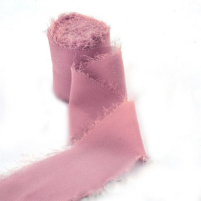 5 m/rulli kulunud servadega kortsudega šifoonist siidist lint Käsitsi valmistatud rebitud pulmapeo lillekimp Kingituste pakkimine Kaunistused isetegemise teel