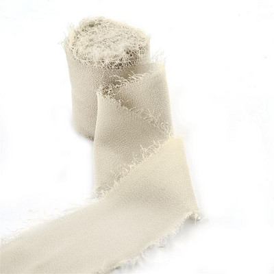 5 m/rulli kulunud servadega kortsudega šifoonist siidist lint Käsitsi valmistatud rebitud pulmapeo lillekimp Kingituste pakkimine Kaunistused isetegemise teel