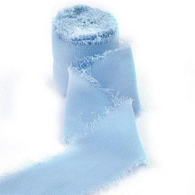 5 m/rulli kulunud servadega kortsudega šifoonist siidist lint Käsitsi valmistatud rebitud pulmapeo lillekimp Kingituste pakkimine Kaunistused isetegemise teel