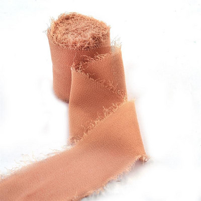 5 m/rulli kulunud servadega kortsudega šifoonist siidist lint Käsitsi valmistatud rebitud pulmapeo lillekimp Kingituste pakkimine Kaunistused isetegemise teel