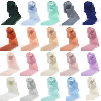 5 m/rulli kulunud servadega kortsudega šifoonist siidist lint Käsitsi valmistatud rebitud pulmapeo lillekimp Kingituste pakkimine Kaunistused isetegemise teel