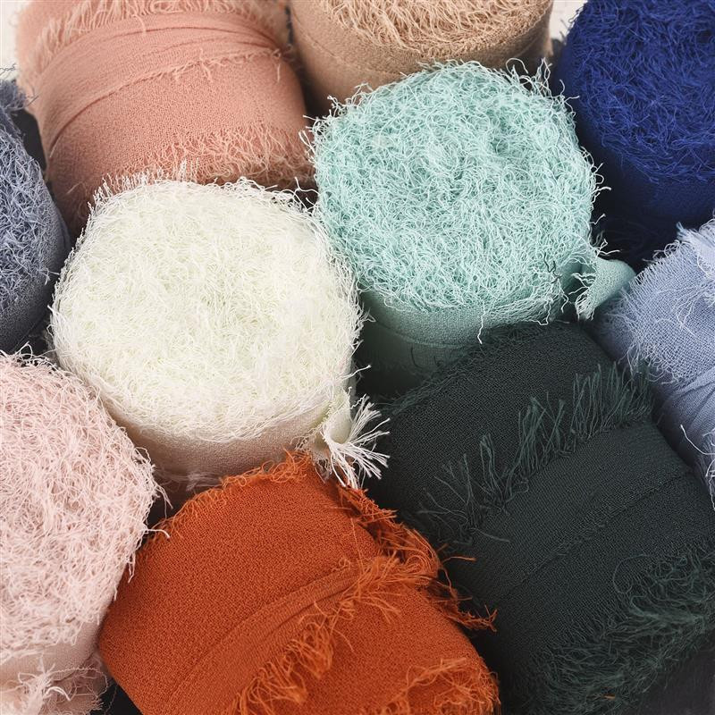 5 m/rulli kulunud servadega kortsudega šifoonist siidist lint Käsitsi valmistatud rebitud pulmapeo lillekimp Kingituste pakkimine Kaunistused isetegemise teel