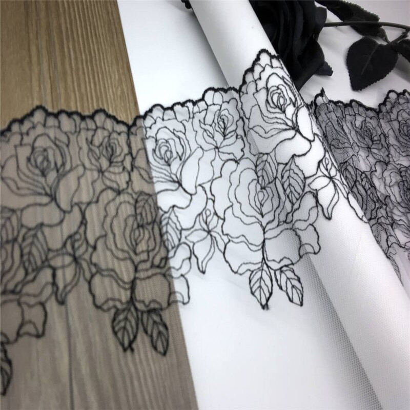 Nude Ebroidery Lace Fabrics DIY Bra Needle Work Accessories Black Mesh κεντημένη δαντέλα για χειροτεχνίες ραπτικής φορεμάτων
