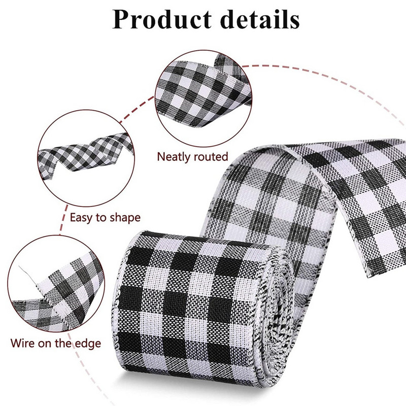 Κορδέλα χειροτεχνίας 6M/Roll Απομίμηση κορδέλα κάνναβης Σύρμα σύρμα άκρη Λινένια κορδέλα Χριστουγεννιάτικη διακόσμηση Κόκκινη και πράσινη νιφάδα χιονιού καρό κορδέλα