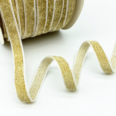 Panglică de catifea din sârmă de aur și argint de 10 mm, 16 culori, pentru decorare pentru petrecerea de nuntă, panglică lucrată manual, ambalaj pentru cadou, arc de păr DIY