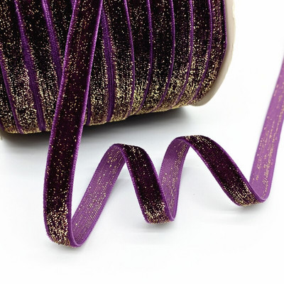 Panglică de catifea din sârmă de aur și argint de 10 mm, 16 culori, pentru decorare pentru petrecerea de nuntă, panglică lucrată manual, ambalaj pentru cadou, arc de păr DIY