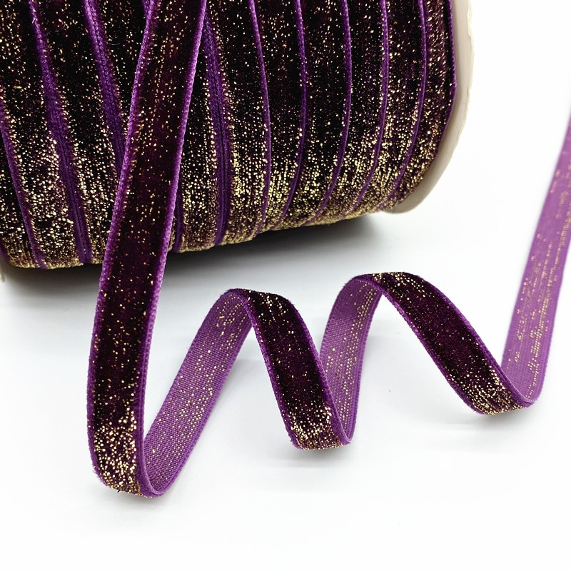 Panglică de catifea din sârmă de aur și argint de 10 mm, 16 culori, pentru decorare pentru petrecerea de nuntă, panglică lucrată manual, ambalaj pentru cadou, arc de păr DIY