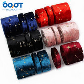 Panglici din pânză de catifea aurie cu două fețe, stea de aur, 2 inchi (50 mm), șapcă cu fundă de 2 metri, accesorii pentru îmbrăcăminte DIY, cadou de petrecere L-201126-1404