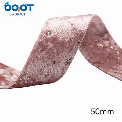 Panglici din pânză de catifea aurie cu două fețe, stea de aur, 2 inchi (50 mm), șapcă cu fundă de 2 metri, accesorii pentru îmbrăcăminte DIY, cadou de petrecere L-201126-1404