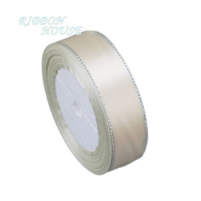 (25 jardi/rola) Satenska vrpca s bijelim srebrnim rubom Veleprodajna visokokvalitetna poklon pakiranja Božićne vrpce (6/10/20/25/40 mm)