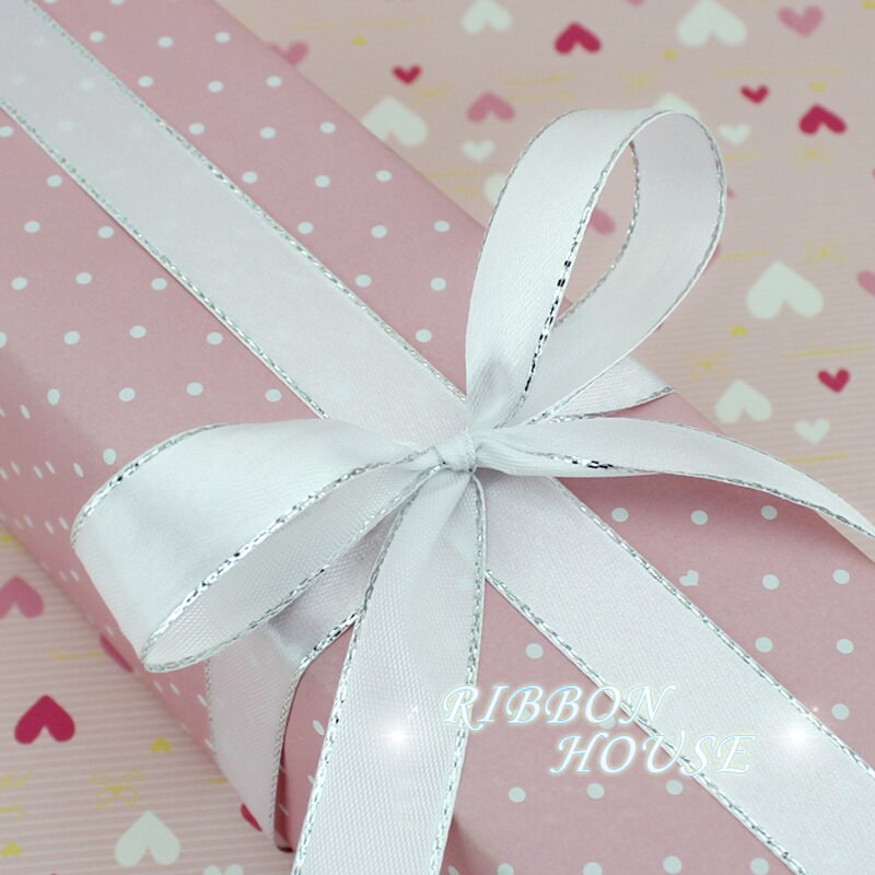 (25 jardi/rola) Satenska vrpca s bijelim srebrnim rubom Veleprodajna visokokvalitetna poklon pakiranja Božićne vrpce (6/10/20/25/40 mm)