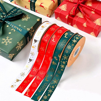 5 ярда 25 мм коледна панделка с отпечатана коледна полиестерна лента за ръчно изработен дизайн Коледна украса Опаковка за подарък