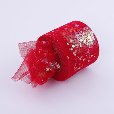 6 см 5 ярда Илюзорна ролка от тюл Любовна органза Направи си сам лъкове за коса Марля Елемент Пътека за маса Тъкан Макара Занаят Парти Сватбена украса