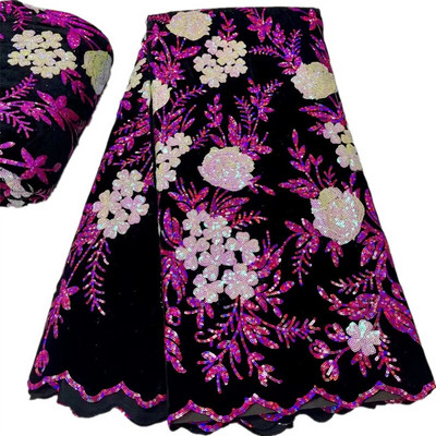 2,5 jarda afričke čipkane tkanine sa šljokicama 2022. Visokokvalitetni vez Nigerijska francuska mrežasta čipkasta tkanina za šivanje svečanih haljina