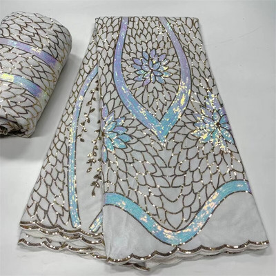2,5 jarda afričke čipkane tkanine sa šljokicama 2022. Visokokvalitetni vez Nigerijska francuska mrežasta čipkasta tkanina za šivanje svečanih haljina