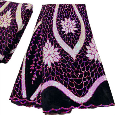 2,5 jarda afričke čipkane tkanine sa šljokicama 2022. Visokokvalitetni vez Nigerijska francuska mrežasta čipkasta tkanina za šivanje svečanih haljina