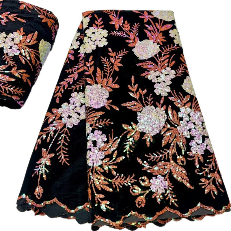 2,5 jarda afričke čipkane tkanine sa šljokicama 2022. Visokokvalitetni vez Nigerijska francuska mrežasta čipkasta tkanina za šivanje svečanih haljina