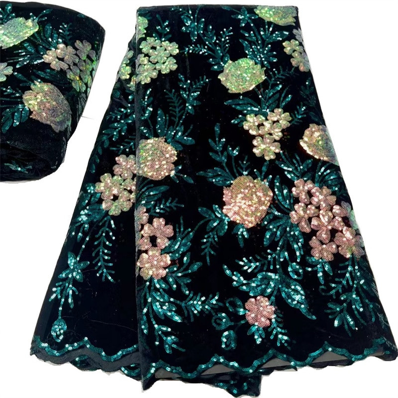 2,5 jarda afričke čipkane tkanine sa šljokicama 2022. Visokokvalitetni vez Nigerijska francuska mrežasta čipkasta tkanina za šivanje svečanih haljina